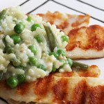 Risoto verde e tilápia grelhada