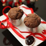 Muffins de chocolate e framboesas