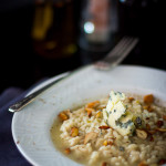 Risoto de gorgonzola e amêndoas