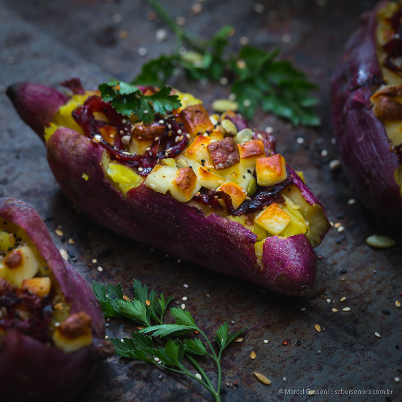 Batata Doce assada e recheada receita 